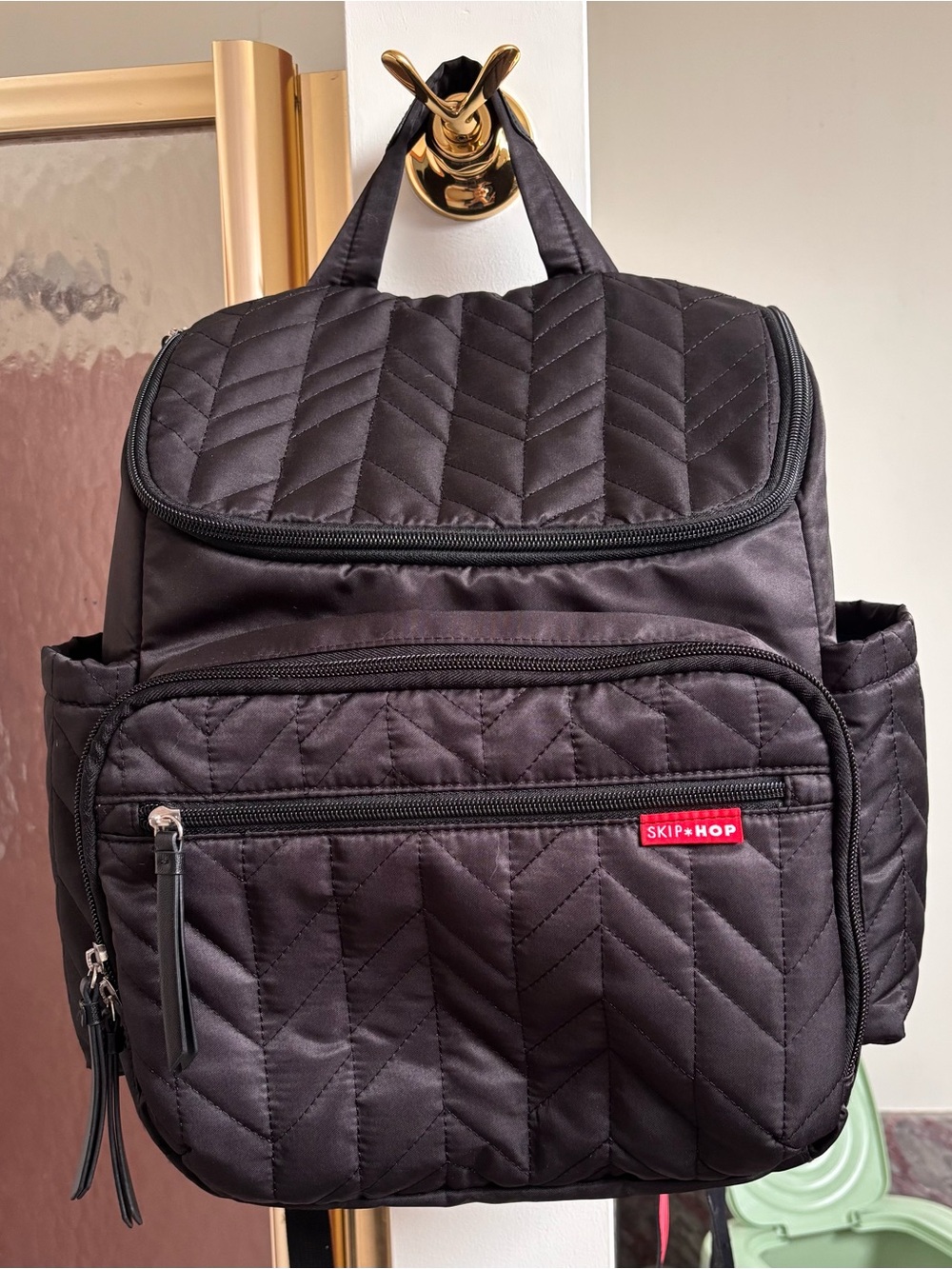 Skip Hop Black Quilted Diaper Bag Backpack